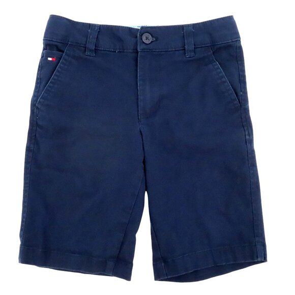 Tommy Hilfiger Boys 8 Blue Chino Shorts 8.5in Inseam Belt Loops Pockets Cotton - Picture 1 of 9